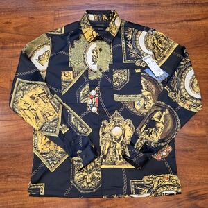Urban Outfitters Renaissance Blocks Satin Button-Down Shirt Men's Size S